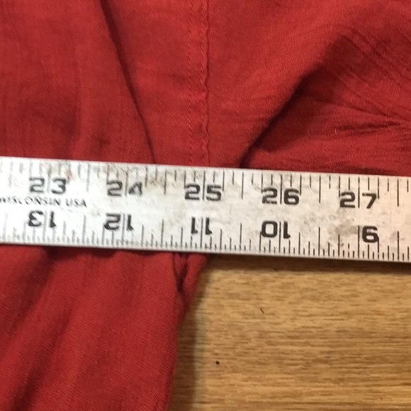 Torrid Blouse Womens Sz 3 Red Button Front Top Semi Sheer Tunic Collared Shirt - Picture 7 of 10